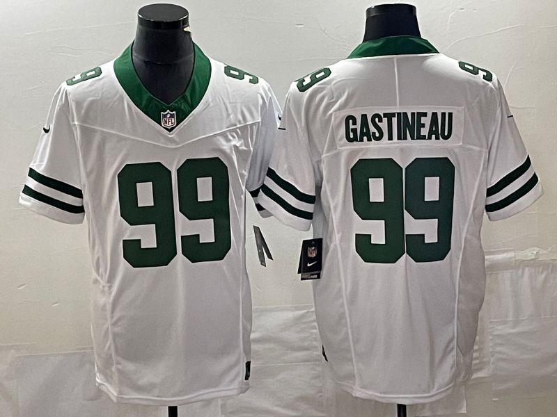 Men New York Jets #99 Gastineau White Nike Throwback Vapor Limited NFL Jersey